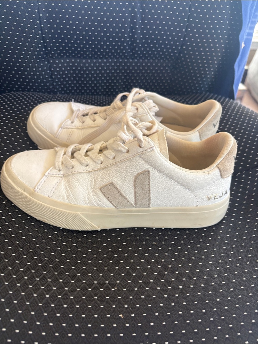 Veja Off-White Leather Low-Top Sneakers with Beige Accents